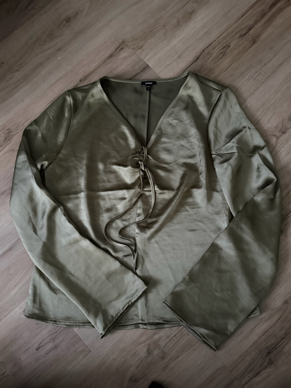 Express Olive Green Satin Top